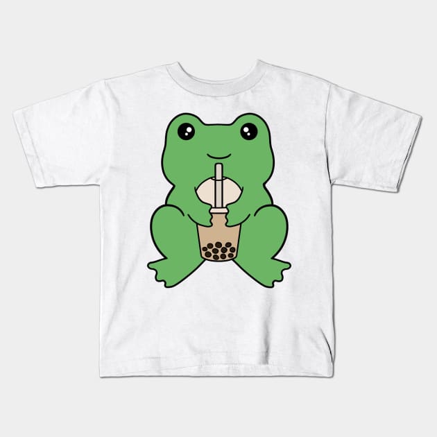 Frog Bubble Tea Kids T-Shirt by BiscuitSnack